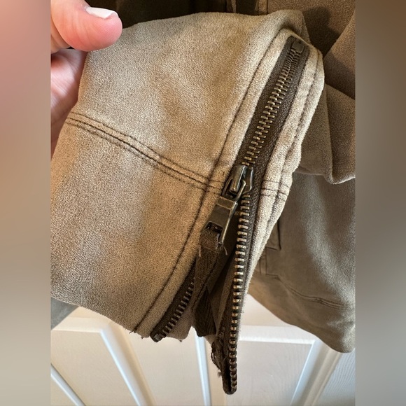 MARRAKECH Anthropologie XS French Terry Jacket Bomber Faux Suede Lightweiht Moto - Picture 6 of 11